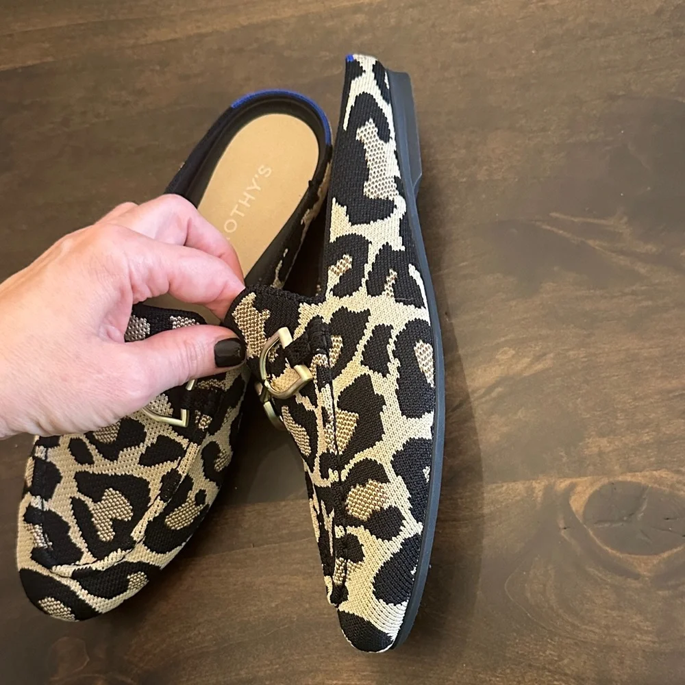 Rothy's Black and Cream Leopard Mules - Picture 3 of 6